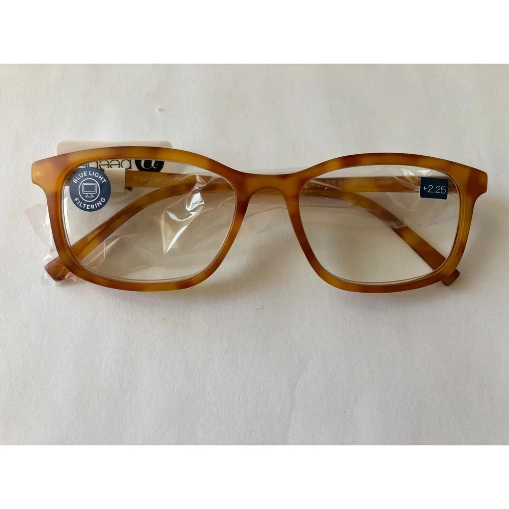 NEW HONEY TORTOISE Unisex PEEPERS BLUE LIGHT READING GLASSES +2.25